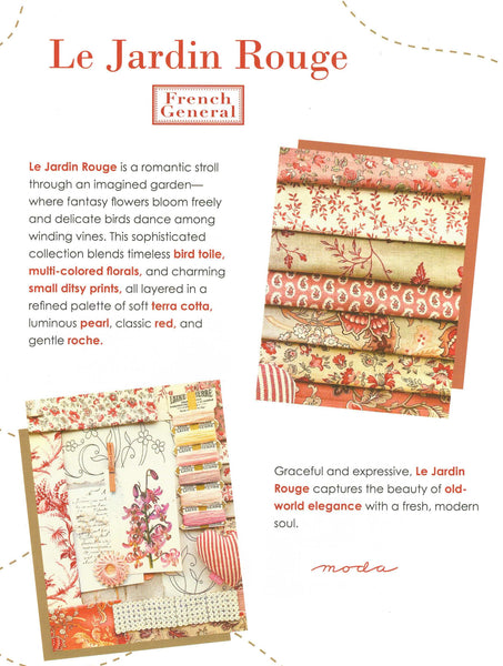 LE JARDIN ROUGE Charm Pack by French General 100% Cotton 5-inch Precut Fabric Craft Squares (42 pcs)