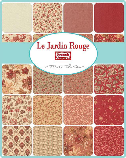 LE JARDIN ROUGE Charm Pack by French General 100% Cotton 5-inch Precut Fabric Craft Squares (42 pcs)