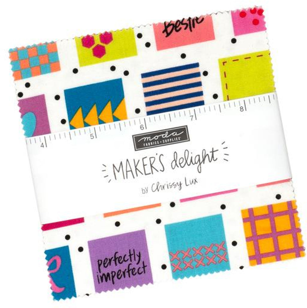 MAKER'S DELIGHT Charm Pack by Chrissy Lux 100% Cotton 5-inch Precut Fabric Craft Squares (42 pcs)