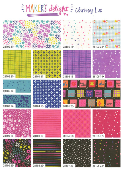 MAKER'S DELIGHT Charm Pack by Chrissy Lux 100% Cotton 5-inch Precut Fabric Craft Squares (42 pcs)