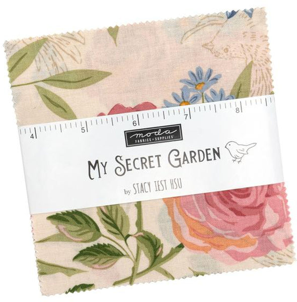 MY SECRET GARDEN Charm Pack by Stacy Iest Hsu 100% Cotton 5-inch Precut Fabric Squares (42 pcs)
