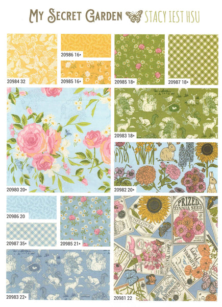 MY SECRET GARDEN Charm Pack by Stacy Iest Hsu 100% Cotton 5-inch Precut Fabric Squares (42 pcs)