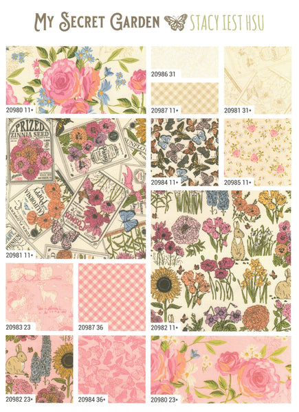 MY SECRET GARDEN Charm Pack by Stacy Iest Hsu 100% Cotton 5-inch Precut Fabric Squares (42 pcs)
