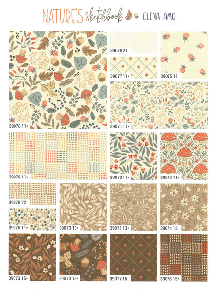 Moda Fabrics Nature's Sketchbook Charm Pack by Elena Amo 5-inch Precut Fabric Squares (42 pcs)