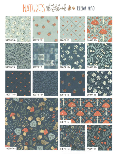 Moda Fabrics Nature's Sketchbook Charm Pack by Elena Amo 5-inch Precut Fabric Squares (42 pcs)