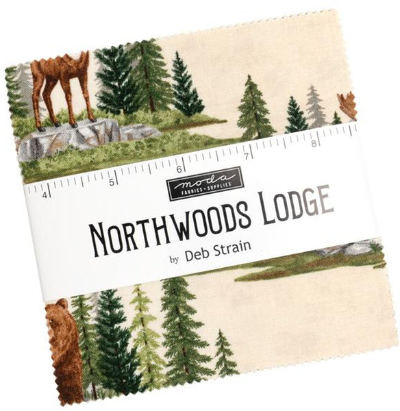 NORTHWOODS LODGE Charm Pack by Deb Strain 100% Cotton 5-inch Precut Fabric Squares (42 pcs)