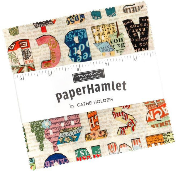 PAPER HAMLET Charm Pack by Cathe Holden 100% Cotton 5-inch Precut Fabric Craft Squares (42 pcs)