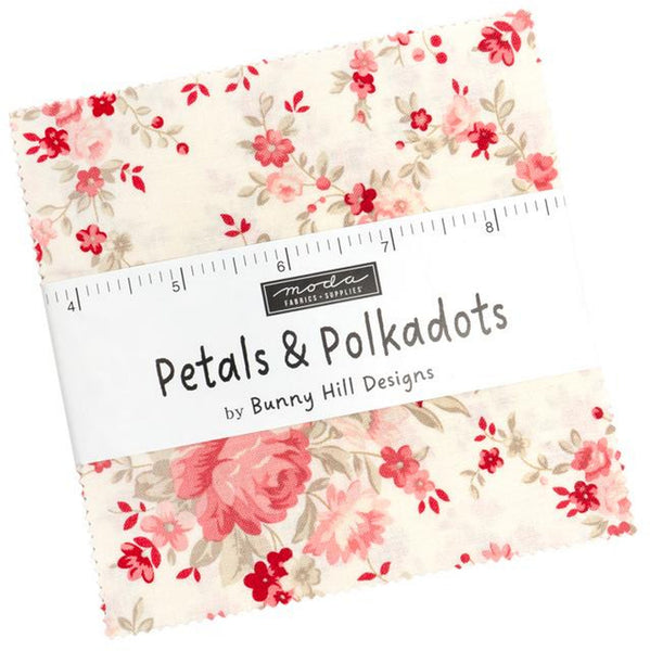 Petals & Polka Dots Charm Pack 5-inch Precut Fabric Squares by Bunny Hill Designs for Moda Fabrics (42 pcs)