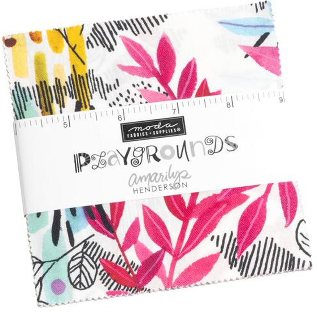 PLAYGROUNDS Charm Pack by Amarilys Henderson 100% Cotton 5-inch Precut Fabric Craft Squares (42 pcs)
