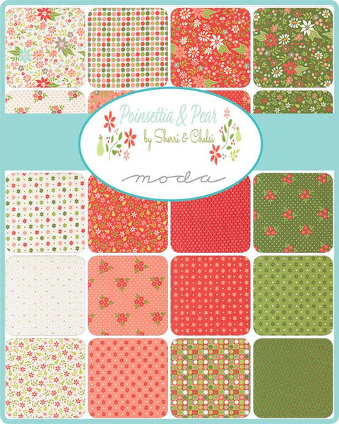 Poinsettia & Pear Charm Pack 5-inch Precut Fabric Squares by Sherri & Chelsi for Moda Fabrics (42 pcs)