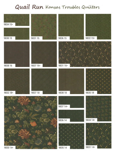 Quail Run Charm Pack 5-inch Precut Fabric Squares by Kansas Troubles Quilters for Moda Fabrics (42 pcs)