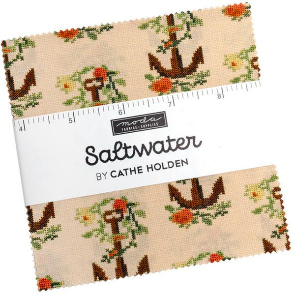 Saltwater Charm Pack 5-inch Precut Fabric Squares by Cathe Holden for Moda Fabrics (42 pcs)