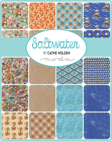 Saltwater Charm Pack 5-inch Precut Fabric Squares by Cathe Holden for Moda Fabrics (42 pcs)
