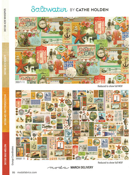 Saltwater Charm Pack 5-inch Precut Fabric Squares by Cathe Holden for Moda Fabrics (42 pcs)