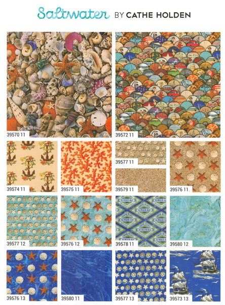 Saltwater Charm Pack 5-inch Precut Fabric Squares by Cathe Holden for Moda Fabrics (42 pcs)