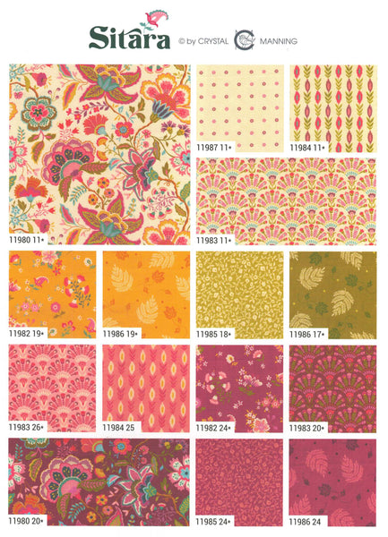SITARA Charm Pack by Crystal Manning 100% Cotton 5-inch Precut Fabric Squares (42 pcs)