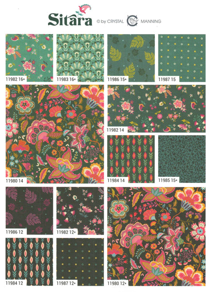 SITARA Charm Pack by Crystal Manning 100% Cotton 5-inch Precut Fabric Squares (42 pcs)