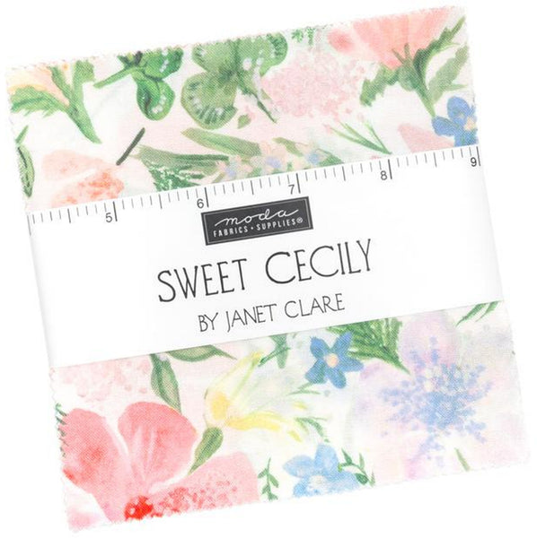 Sweet Cecily Charm Pack 5-inch Precut Fabric Squares by Janet Clare for Moda Fabrics (42 pcs)