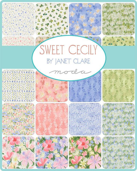 Sweet Cecily Charm Pack 5-inch Precut Fabric Squares by Janet Clare for Moda Fabrics (42 pcs)