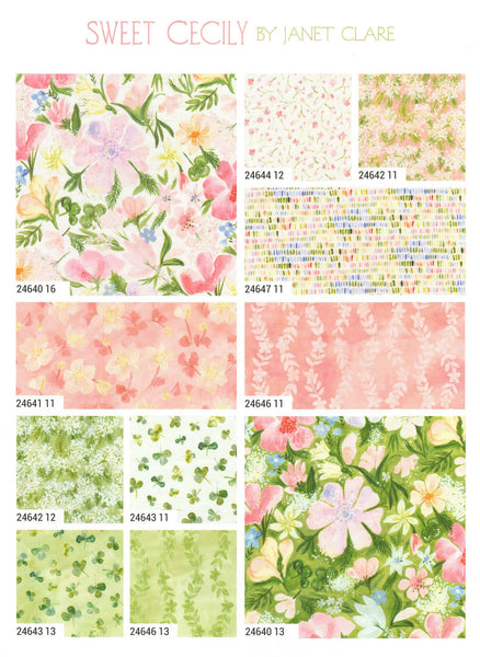 Sweet Cecily Charm Pack 5-inch Precut Fabric Squares by Janet Clare for Moda Fabrics (42 pcs)