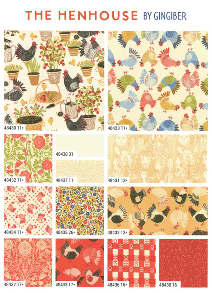 The Henhouse Charm Pack 5-inch Precut Fabric Squares by Gingiber for Moda Fabrics (42 pcs)