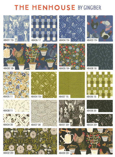 The Henhouse Charm Pack 5-inch Precut Fabric Squares by Gingiber for Moda Fabrics (42 pcs)