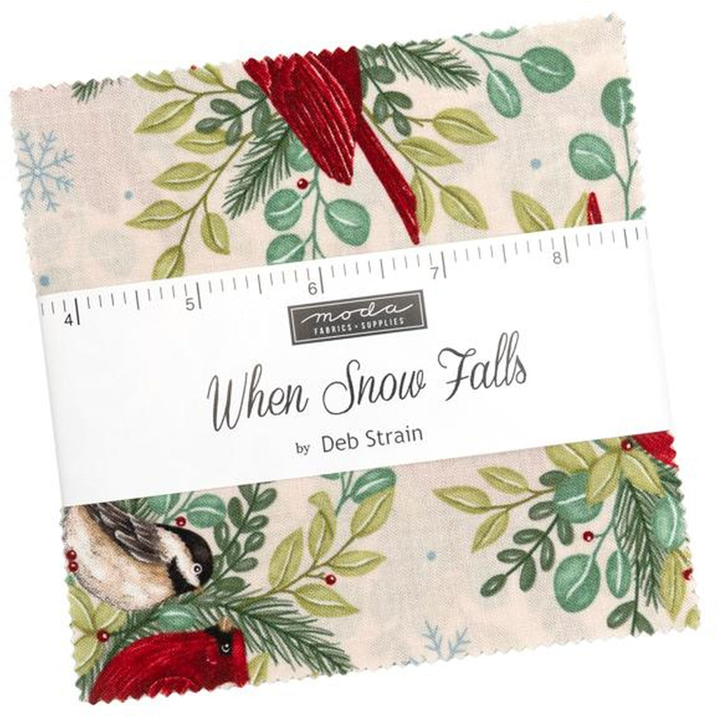 When Snow Falls Charm Pack 5-inch Precut Fabric Squares by Deb Strain for Moda Fabrics (42 pcs)