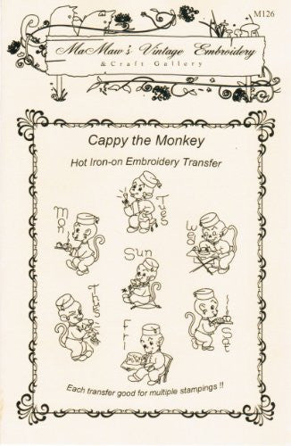 Vintage Little Monkey Bellhop Hot Iron Embroidery Transfers