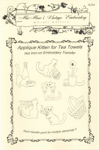 Applique Kittens Hot Iron Embroidery Transfers
