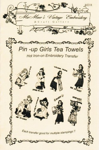Pin-up Girls Tea Towels Hot Iron Embroidery Transfers