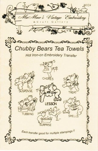 Vintage Chubby Bears Hot Iron Embroidery Transfers