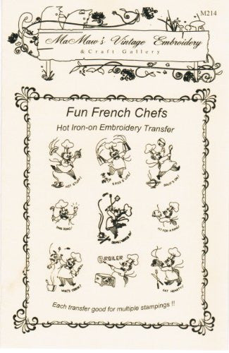 Fun French Chefs Hot Iron Embroidery Transfers